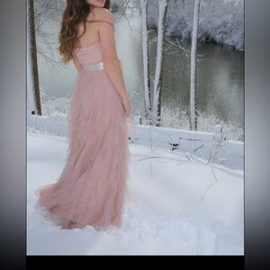 Blush strapless prom dress